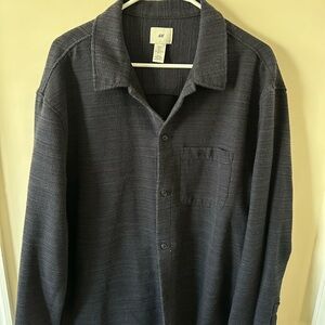 H&M Charcoal Button-Front Knit Shirt